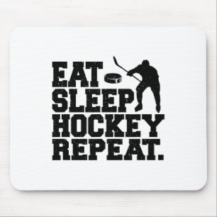 Tapis De Souris Manger Dormir Hockey Répéter - Hockey Drôle 