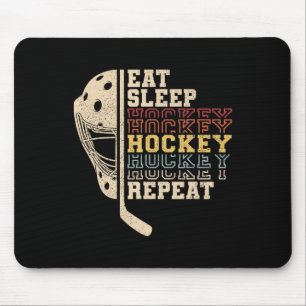 Tapis De Souris Manger Dormir Hockey Répéter Hommes Garçons Enfant