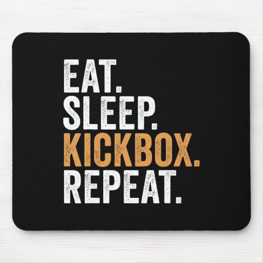 Tapis De Souris Manger Dormir Kickbox Répéter Drôle Kickboxing (Devant)
