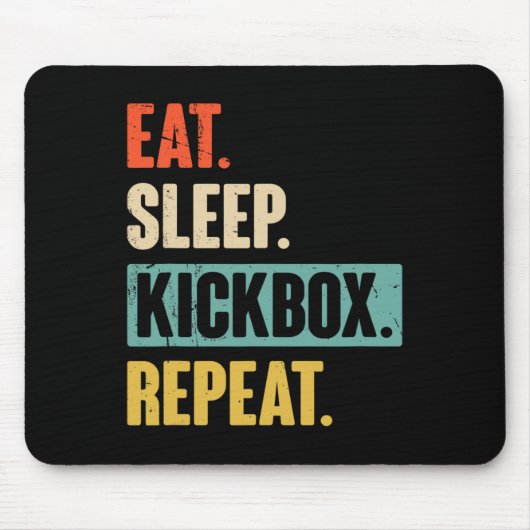 Tapis De Souris Manger Dormir Kickbox Répéter Rétro Kickboxing Box (Devant)