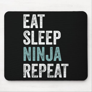 Tapis De Souris Manger Dormir Ninja Répéter Drôle Karaté Tenue Nin