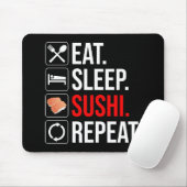 Tapis De Souris Manger. Dormir. Sushi. Répéter (Avec souris)