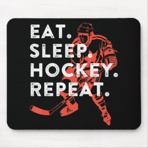 Tapis De Souris Manger Hockey Sleep Répéter Cadeau