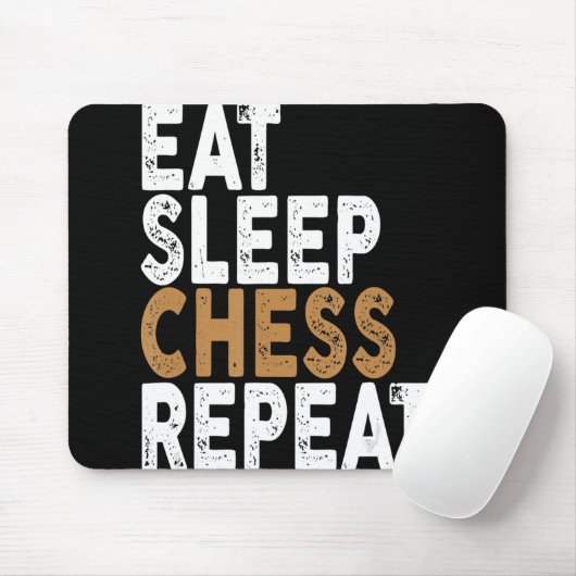 Tapis De Souris manger sommeil échecs répétition échecs (Avec souris)