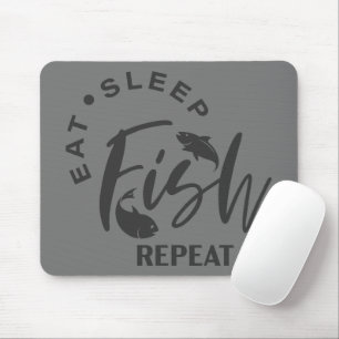 Tapis De Souris Mangez du poisson endormi Répéter