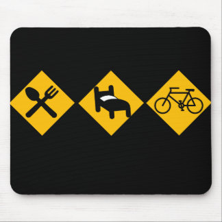 Tapis De Souris Mangez les panneaux routiers de bicyclette de