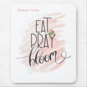 Tapis De Souris Mangez Pray Bloom Rose Monogramme Nom (Devant)