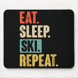 Tapis De Souris Mangez Sleep Ski Repeat - Funny Retro Ski Vintage