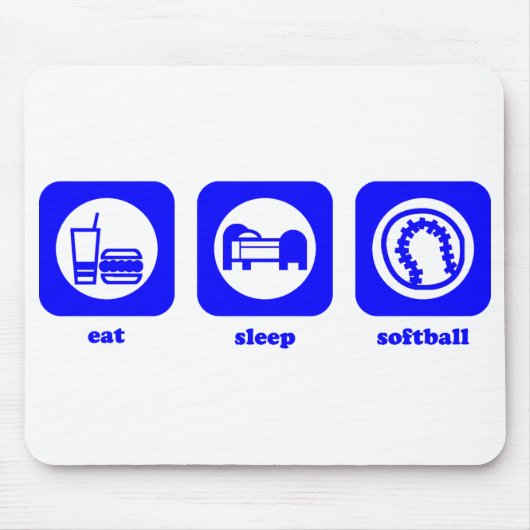 Tapis De Souris Mangez. Sommeil. Le base-ball. Mousepad (Devant)