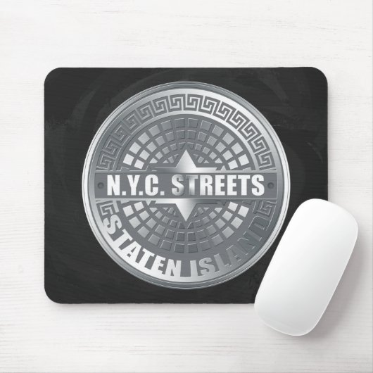 Tapis De Souris Manhole Staten Island Grey (Avec souris)