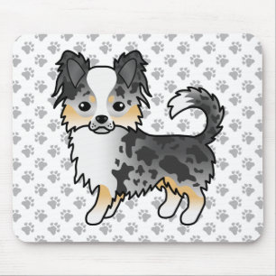 Tapis De Souris Manteau long bleu Merle Chihuahua Cartoon Chig & P