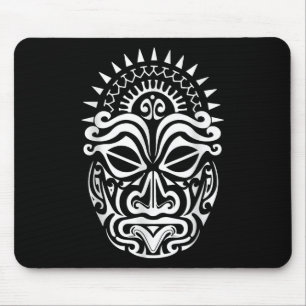Tapis De Souris Maori Polynesian Tattoo Haka Dance Face Mask Head