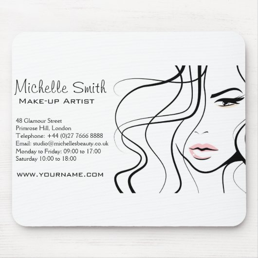 Tapis De Souris Maquillage féminin minimaliste noir et blanc éléga (Devant)