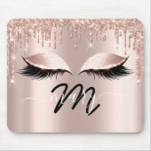Tapis De Souris Maquillage Nom de l'artiste Monogram Rose Lashes E (Devant)