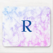 Tapis De Souris Marble Abstract Blue Purple White Monogram ombre (Devant)