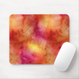 Tapis De Souris Marbre à l'encre d'alcool rose orange