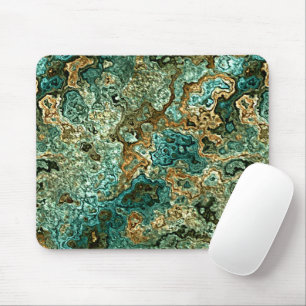 Tapis De Souris Marbre à motif de minéraux turquoise or marron