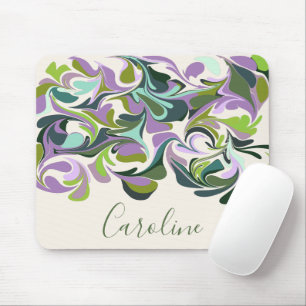 Tapis De Souris Marbre Abstrait Art violet et vert Nom personnalis