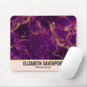 Tapis De Souris Marbre Abstrait moderne violet et or (Avec souris)