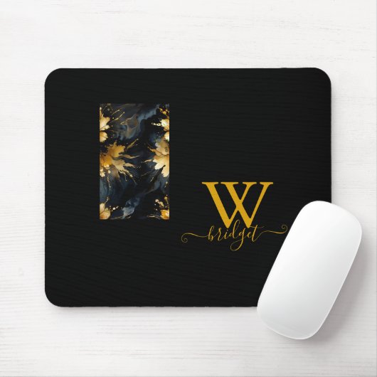 Tapis De Souris marbre abstrait or noir (Avec souris)