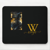 Tapis De Souris marbre abstrait or noir (Devant)