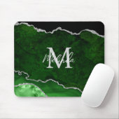 Tapis De Souris Marbre Agate Vert et Argent (Avec souris)