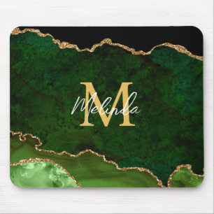 Tapis De Souris Marbre Agate Vert et Or