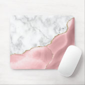 Tapis De Souris Marbre Blanc Agate Rose Doré (Avec souris)