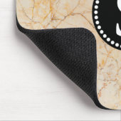 Tapis De Souris Marbre blanc avec Monogramme noir (Coin)