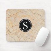 Tapis De Souris Marbre blanc avec Monogramme noir (Avec souris)