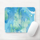 Tapis De Souris Marbre blanc bleu Abstrait moderne (Avec souris)