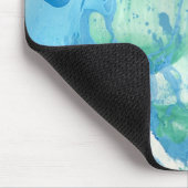 Tapis De Souris Marbre blanc bleu vert look moderne Abstrait (Coin)