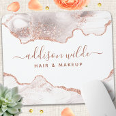 Tapis De Souris Marbre blanc chic Agate Rose Parties scintillant o