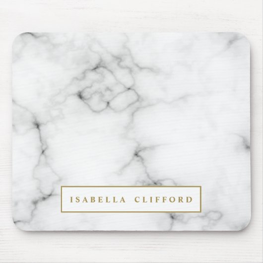 Tapis De Souris Marbre blanc de logo féminin et noir professionnel (Devant)