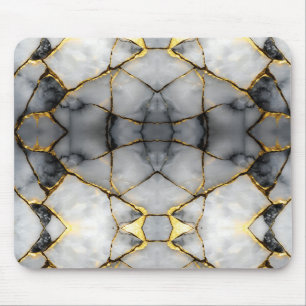 Tapis De Souris Marbre blanc et or craquelé moderne