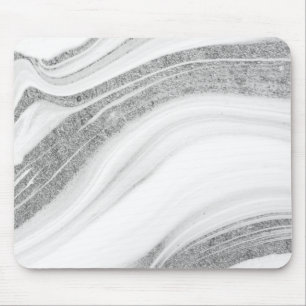 Tapis De Souris Marbre blanc froid paillettes argentées