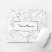 Tapis De Souris marbre blanc géométrique d'or rose moderne élégant (Avec souris)