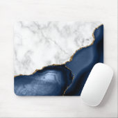 Tapis De Souris Marbre blanc Gilded Marine Blue Agate (Avec souris)