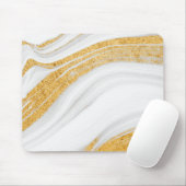 Tapis De Souris Marbre Blanc Glitter Or Froid (Avec souris)