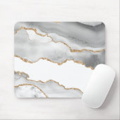 Tapis De Souris Marbre blanc gris Agate Parties scintillant dorée (Avec souris)