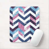 Tapis De Souris Marbre blanc rose bleu Chevron (Avec souris)