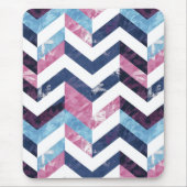 Tapis De Souris Marbre blanc rose bleu Chevron (Devant)