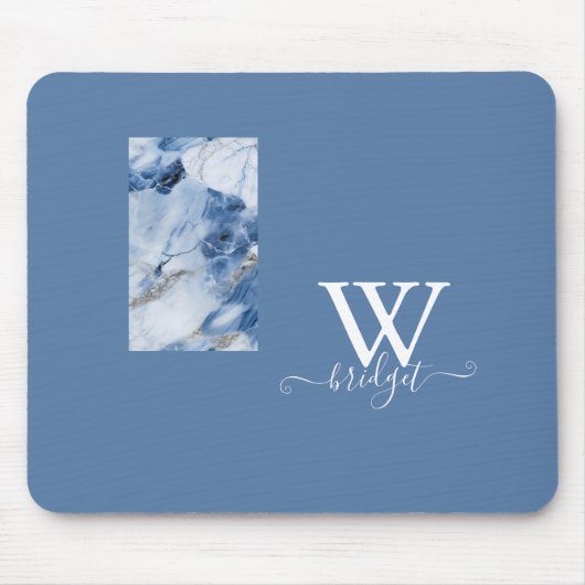 Tapis De Souris marbre bleu abstrait motif côtier (Devant)