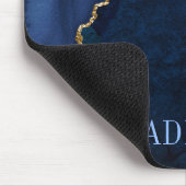 Tapis De Souris Marbre Bleu Géode Aquarelle Mode Moderne (Coin)