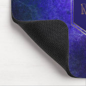 Tapis De Souris Marbre bleu violet monogramme or (Coin)