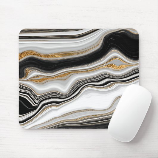 Tapis De Souris Marbre cool en or noir (Avec souris)
