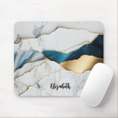 Tapis De Souris Marbre de pierre de turquoise blanche Cool or (Avec souris)