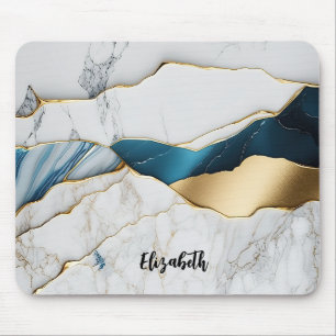 Tapis De Souris Marbre de pierre de turquoise blanche Cool or