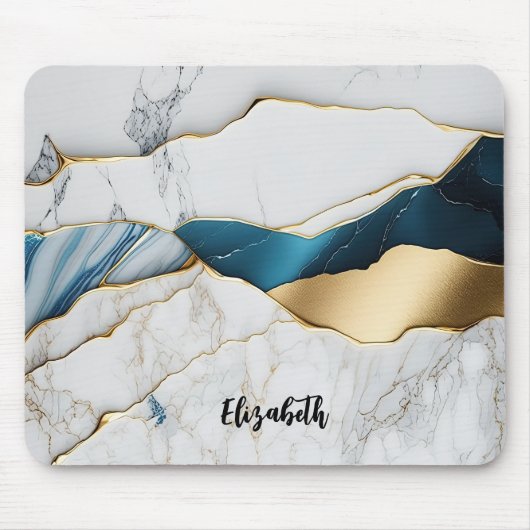 Tapis De Souris Marbre de pierre de turquoise blanche Cool or (Devant)