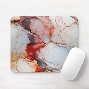 Tapis De Souris Marbre d'Ivoire avec Veines Cramoisies et Dorées